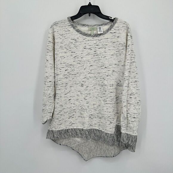 LOGO by Lori Goldstein Tops - Logo By Lounge Sweatshirt‎ Women M White Gray Heather Pullover Asymmetrical Hem